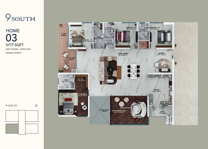Rise With 9 5 BHK floor plan - 5,777 sq ft SBA, 9 South Home 03